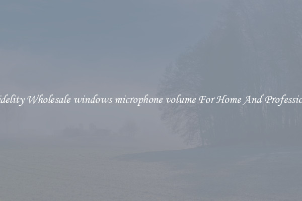 High Fidelity Wholesale windows microphone volume For Home And Professional Use