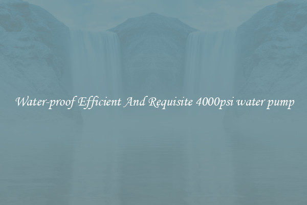 Water-proof Efficient And Requisite 4000psi water pump