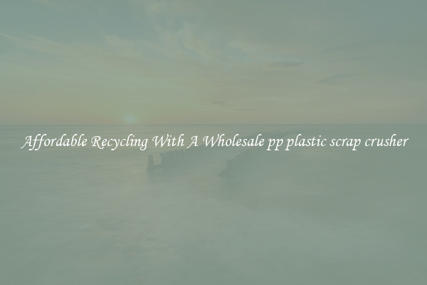 Affordable Recycling With A Wholesale pp plastic scrap crusher